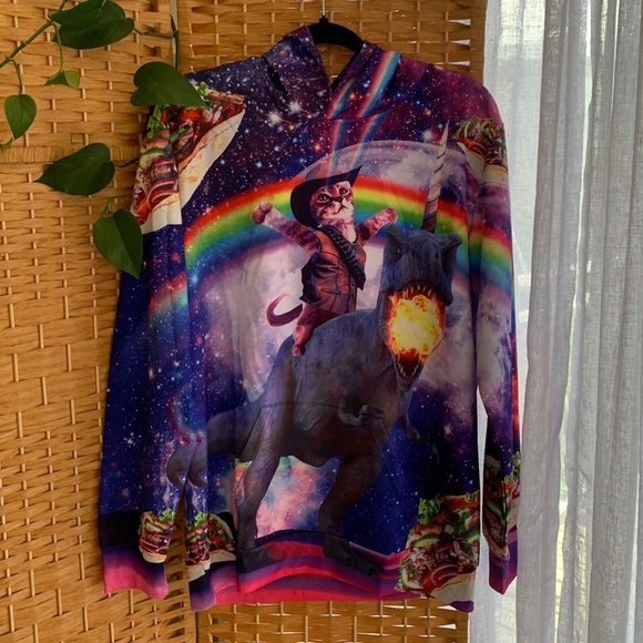 Psychedelic space hoodie - size XL - fits like a medium - never been worn - Picture 1 of 3